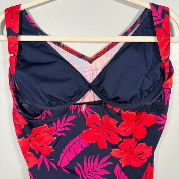 Lands’ End Underwire V Neck Tankini 14 Kauai Floral - Picture 3 of 6